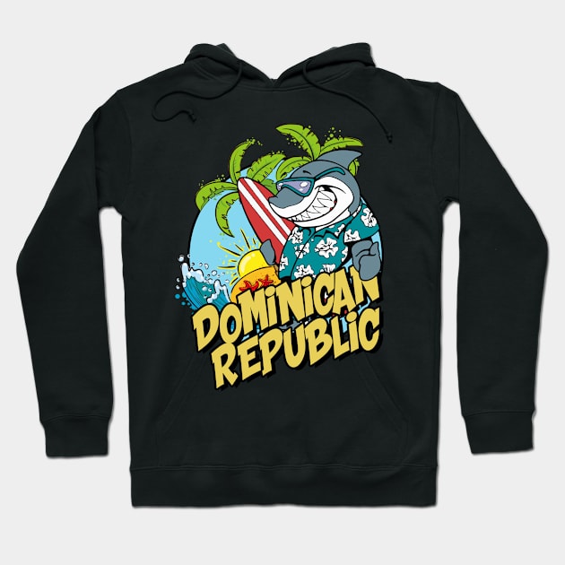 Dominican Republic surfing shark Hoodie by SerenityByAlex